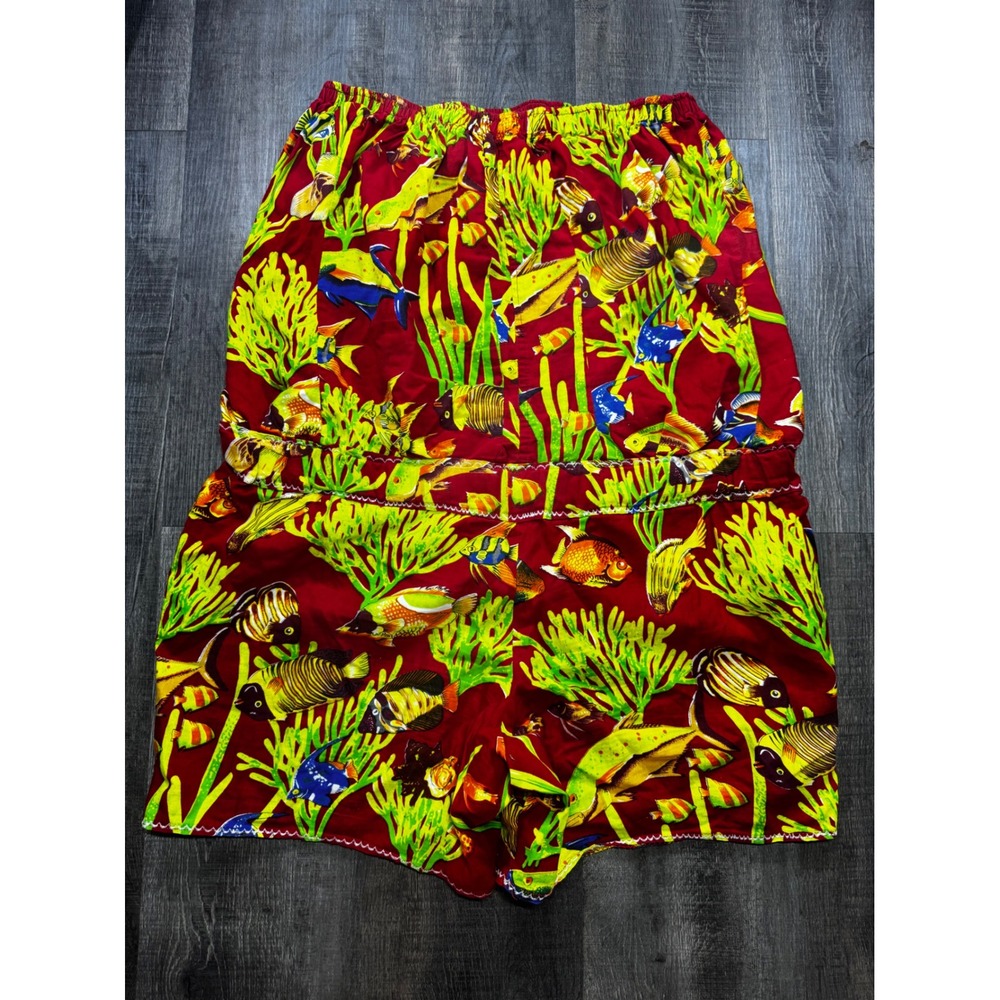 Handmade Tropical Fish Coral Reef Strapless Shorts Romper Red Women  Medium/L